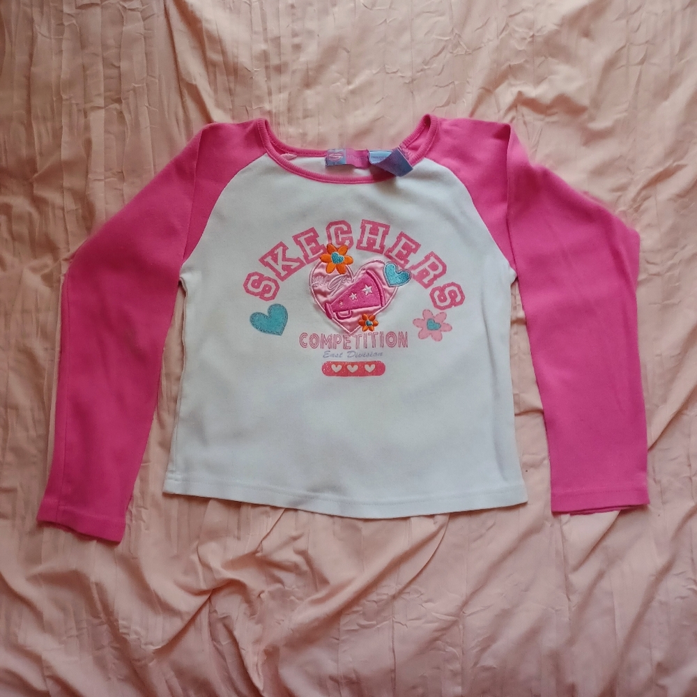 Skechers Girl's White/Pink Long Sleeve Shirt